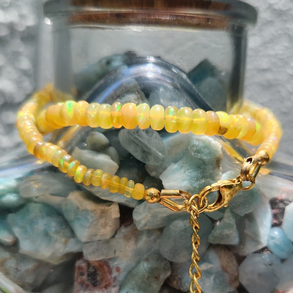Yellow Ethiopean Opal Gold Vermeil Choker Necklace, preloved